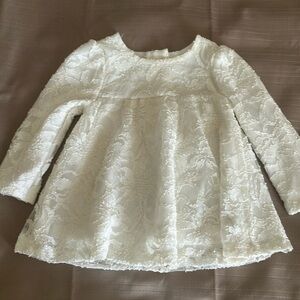 White Formal Baby Lace Dress with Puff Sleeves